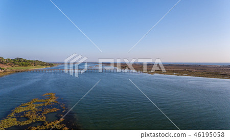 Aerial. View from the sky to the bay in Ria Formosa. Quinta de Lago. Aerial. View from the sky to the bay in Ria Formosa. Quinta de Lago. 46195058