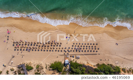 Aerial. View from the sky to the Portuguese beach in the Algarve, Vale de Lobo 46195069