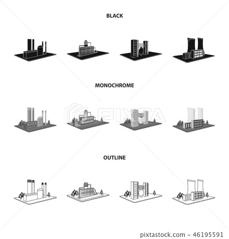 Processing factory,metallurgical plant. Factory and industry set collection icons in black 46195591