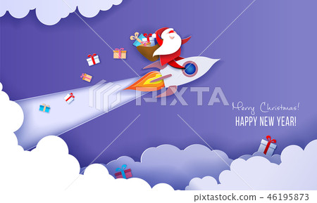 Modern paper circle banner with Santa Claus Modern paper circle banner with Santa Claus 46195873