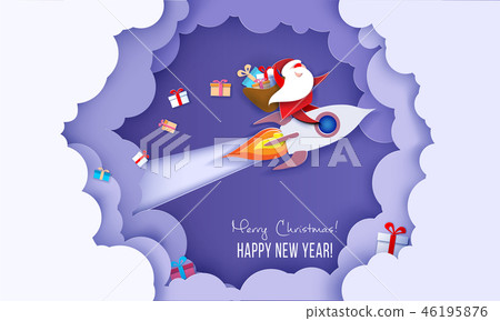 Modern paper circle banner with Santa Claus Modern paper circle banner with Santa Claus 46195876