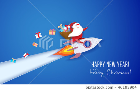 Modern paper circle banner with Santa Claus Modern paper circle banner with Santa Claus 46195904