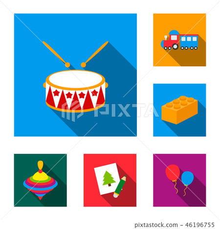 Children toy flat icons in set collection for design. Game and bauble vector symbol stock web 46196755