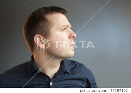 man in tin foil hat fearfully pulls palms forward man in tin foil hat fearfully pulls palms forward 46197102