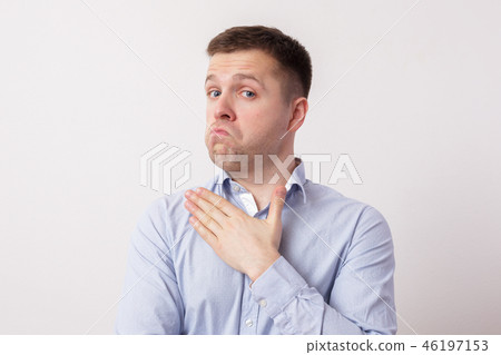 proud young man haughtily looks forward proud young man haughtily looks forward 46197153