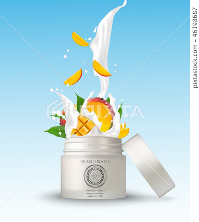 Cosmetic plastic jar with mango cream Cosmetic plastic jar with mango cream 46198687
