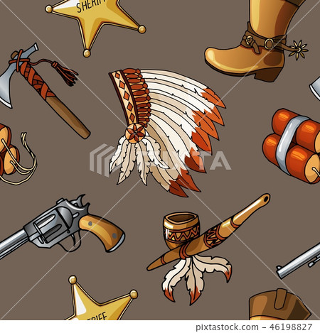 Seamless vector cowboys and indians pattern boy kid textile design 46198827