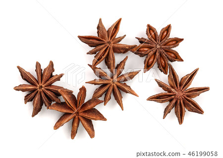 Star anise isolated on white background. Top view Star anise isolated on white background. Top view 46199058