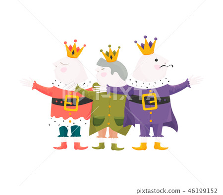 Vector Illustration for Three Kings Day, also known as Little Christmas or Epiphany: three cute 46199152