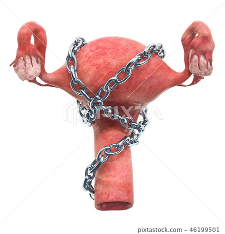 Uterus disease concept. Human uterus with chain 46199501