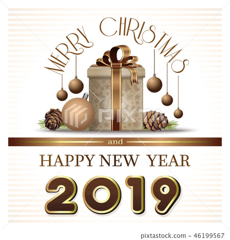 Greeting card in retro style for Year 2019 Greeting card in retro style for Year 2019 46199567