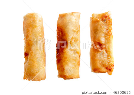 Three deep fried spring rolls Three deep fried spring rolls 46200635