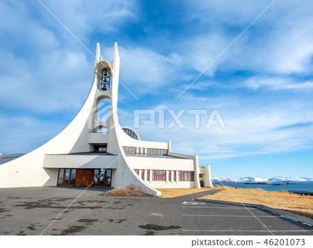 Stykkisholmur church on hill, Iceland 46201073