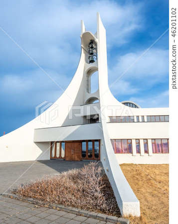 Stykkisholmur church on hill, Iceland 46201102