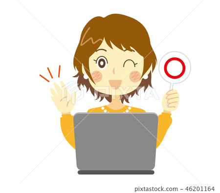 Female computer giving ok sign - Stock Illustration [46201164] - PIXTA