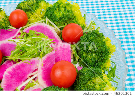 Broccoli and red core radish and mizuna salad Broccoli and red core radish and mizuna salad 46201301