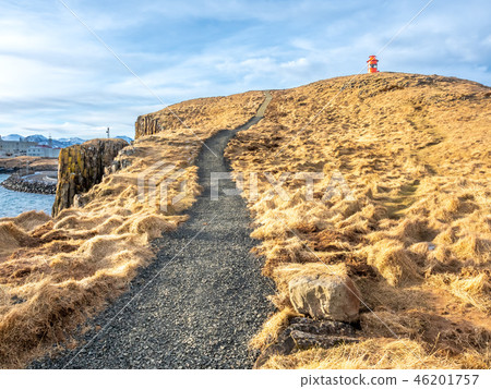 Stykkisholmur lighthouse on hill in Iceland Stykkisholmur lighthouse on hill in Iceland 46201757