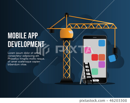 Mobile app development concept vector design  46203308