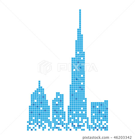Pixelated blue building of burj khalifa  46203342