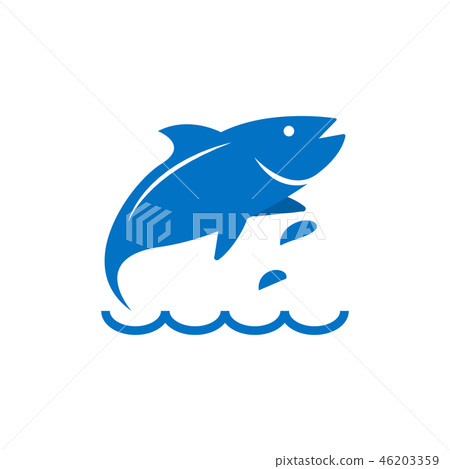 Illustration of blue fish element graphic template 46203359