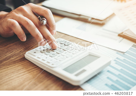 Business man Accounting Calculating Cost 46203817