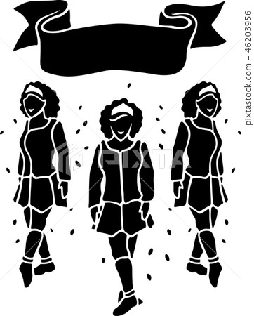 Black and white art with irish dancers silhouettes Black and white art with irish dancers silhouettes 46203956