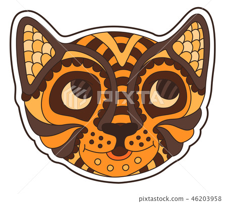 Beautiful funny cartoon sticker with smiling tiger 46203958