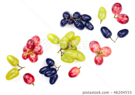 green pink and blue grapes with leaves isolated on the white background with copy space for your green pink and blue grapes with leaves isolated on the white background with copy space for your 46204553