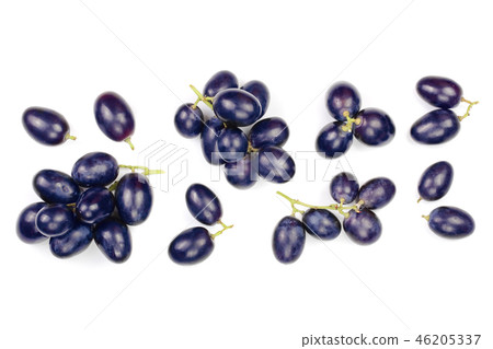 bue grapes isolated on the white background with copy space for your text. Top view. Flat lay 46205337
