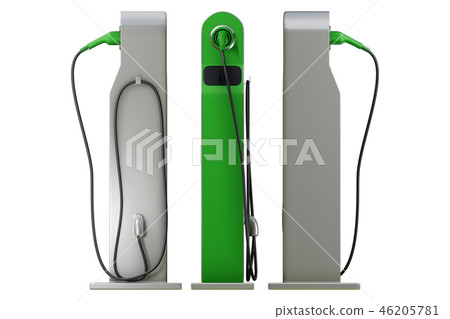 set of green charging modern electric car station set of green charging modern electric car station 46205781