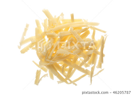 grated cheese isolated on white background. Top view 46205787