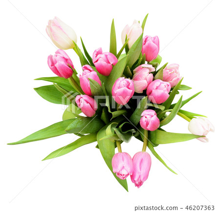 Pink tulip flowers bouquet 46207363