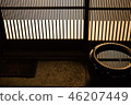 A water bowl that reflects on the lattice door of the townhouse. Kyoto at night 46207449