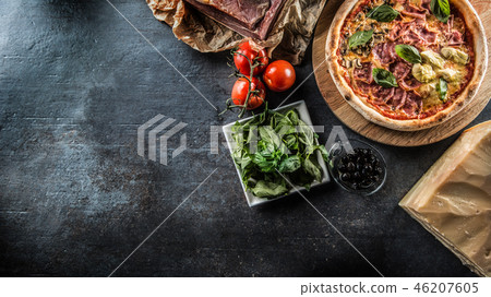 Pizza Quatro Stagioni traditional italian meal. 46207605