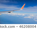 Sky with airplane wing 46208004