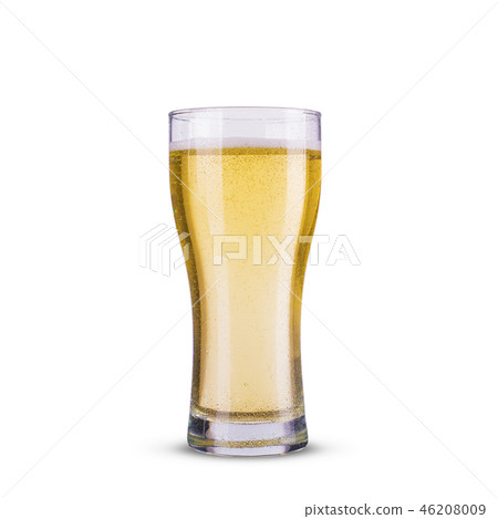 Light beer in a glass on a white background 46208009