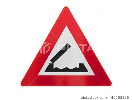 Traffic sign isolated - Bridge ahead 46208536