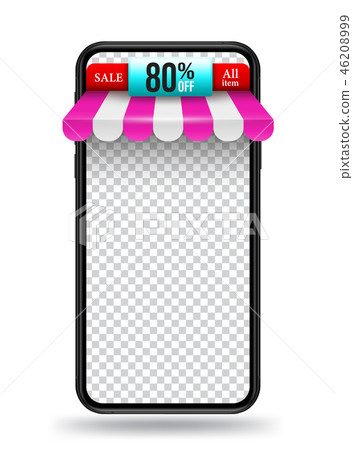 Smartphone with roof shop Smartphone with roof shop 46208999