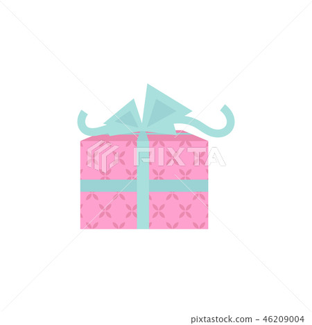 Present box with blue ribbon flat icon vector Present box with blue ribbon flat icon vector 46209004