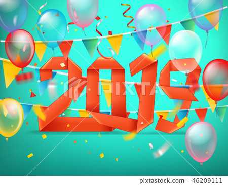 Happy New 2019 year greeting card 46209111