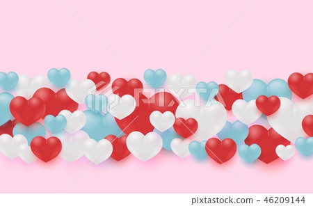 Vector illustration of love and friendship banner with colorful heart shapes. 46209144
