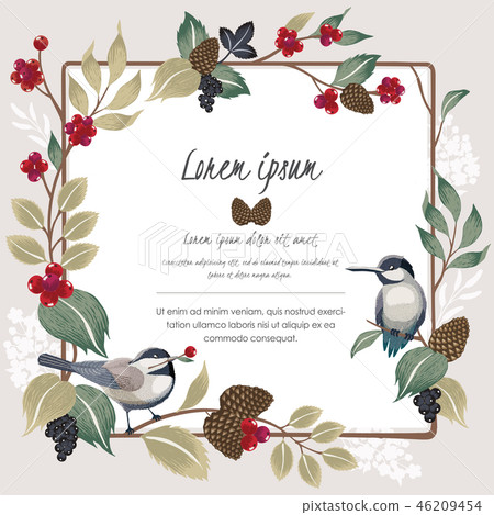 Vector illustration of floral frame with birds Vector illustration of floral frame with birds 46209454