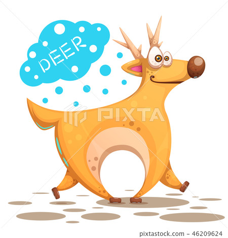 Cute deer - cute, crasy illustration. 46209624