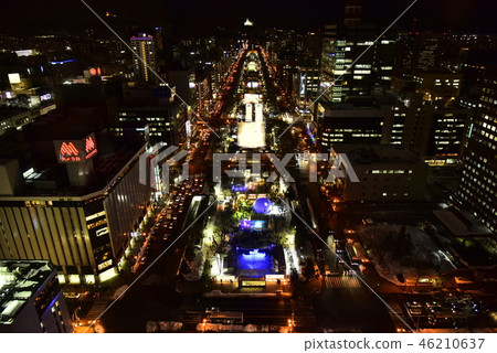 札幌電視塔天文台的大通公園夜景 46210637