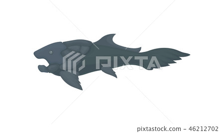 Flat vector icon of prehistoric fish. Large marine creature. Sea animal from ice age 46212702
