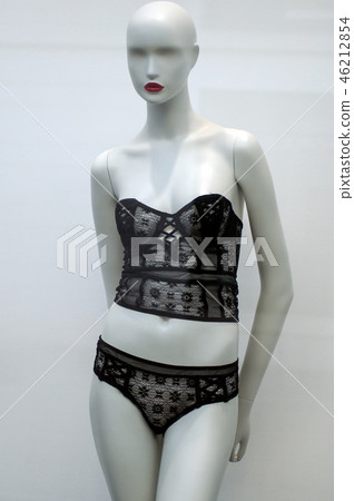 black underwear on mannequin in fashion store  46212854