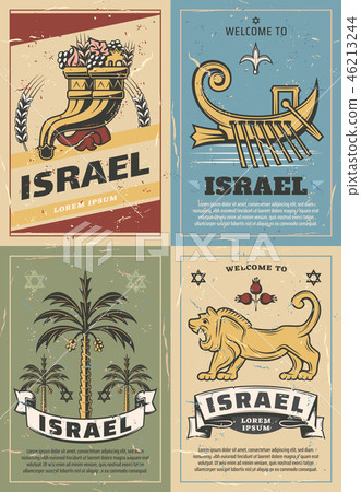 Israel cornucopia, lion, David Star and date palm Israel cornucopia, lion, David Star and date palm 46213244