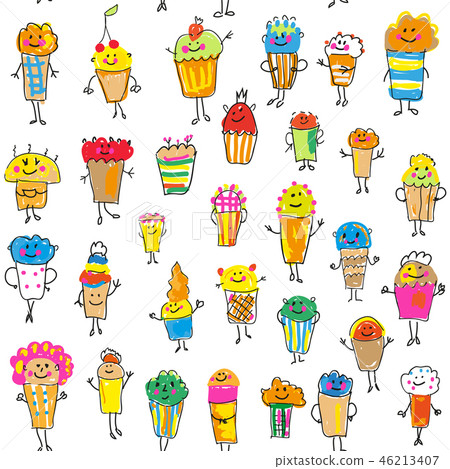 Cupcakes and muffins seamless pattern illustration Cupcakes and muffins seamless pattern illustration 46213407