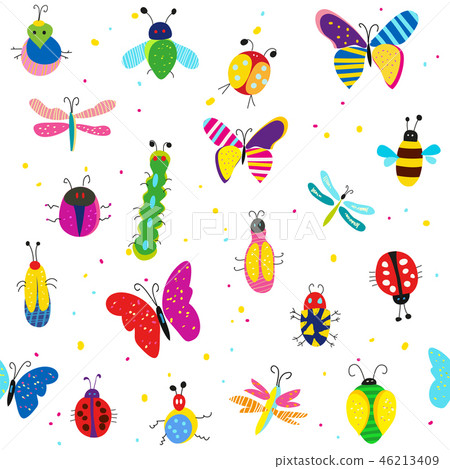 Bugs, butterflies and other insects illustration 46213409
