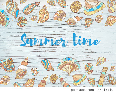 Sea background with shells vector illustration 46213410